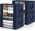 Fab totes 4 Pack Clothes Storage, Foldable Thick Fabric Blanket Storage Bags by Fabtotes