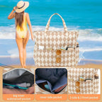 LEDAOU Large Beach Tote Bag Women Waterproof Sandproof Zipper Beach Tote Bag - Image 6