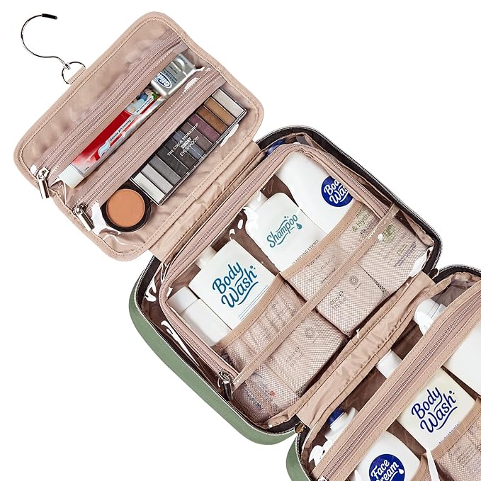 NISHEL Large Double Layer Travel Makeup Bag Women, Cosmetic Case, Organizer - Image 4