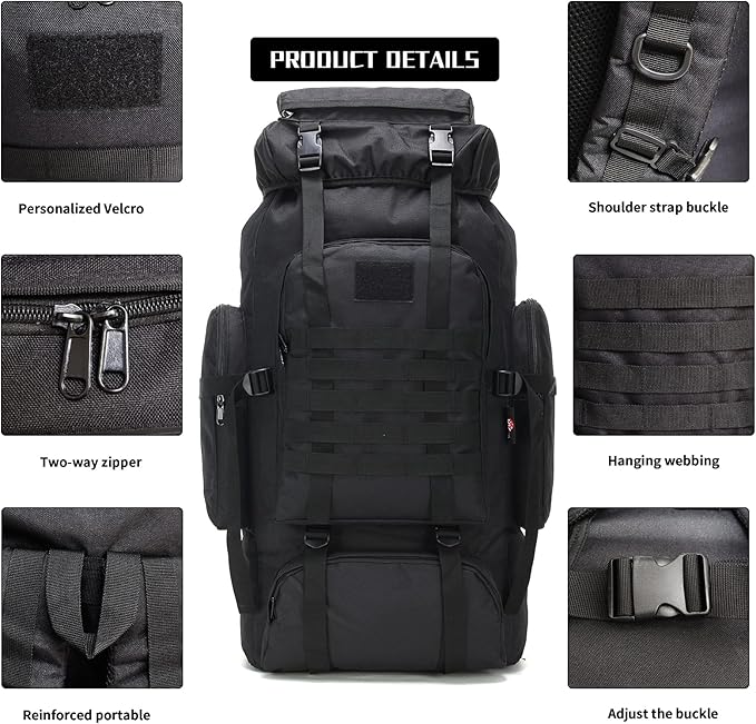 Hiking Backpack for Men 70L/100L Camping Backpack Military Rucksack Molle 3 - Image 6