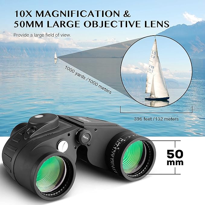 Aomekie 10x50 Binoculars for Adults Marine Military Binoculars Waterproof - Image 2