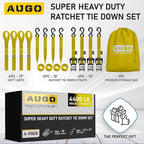 AUGO Heavy Duty Ratchet Straps & Soft Loops – Pack of 4 Extra Strong 1.5” by - Image 4