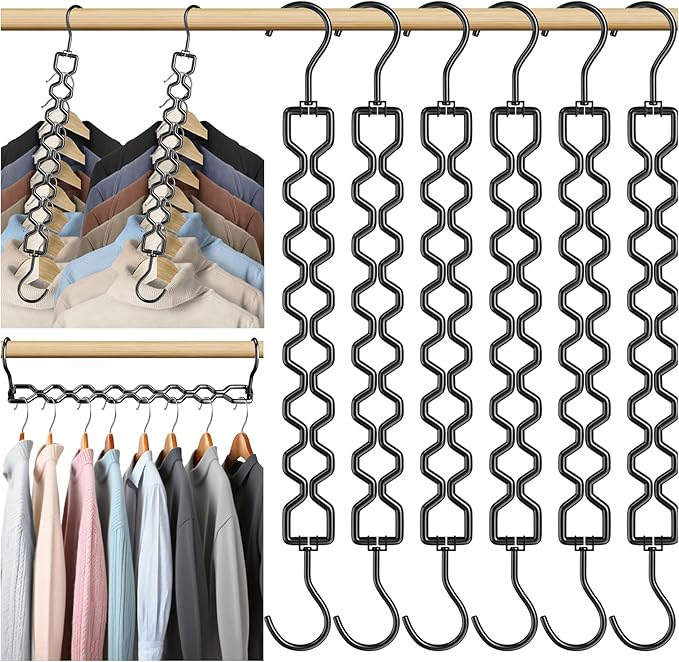6 Pack Space Saving Hangers for Clothes, Heavy Duty 30Lbs Capacity Magic by Besslly