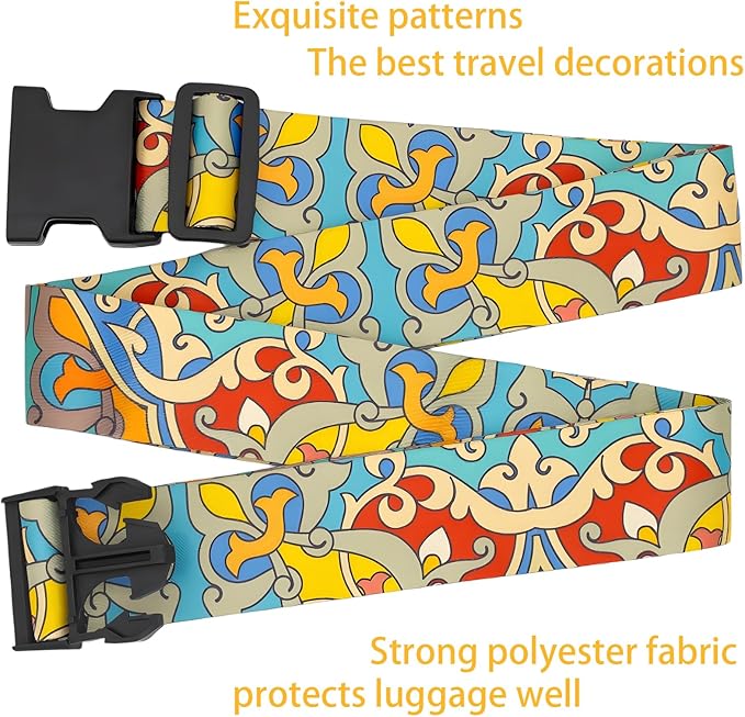 Totem Flowers Luggage Straps for Suitcases, Adjustable Luggage Travel Belt to - Image 4
