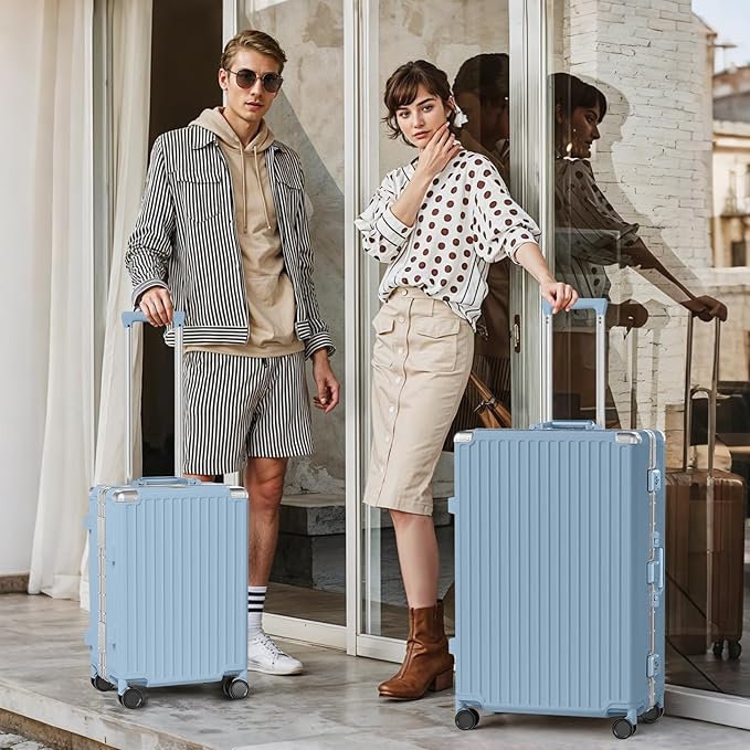 AnyZip Luggage Sets 2 Piece Aluminum Frame Carry On and Checked Suitcase PC ABS - Image 2