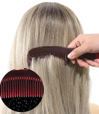 Dandruff Comb Fine Tooth Scalp Detox Comb Lice for Women, Men & Kids Stainless Steel Scalp Detoxing, Sweep & Massage Hair Brush Tool for Hair Care (Black+Red)
