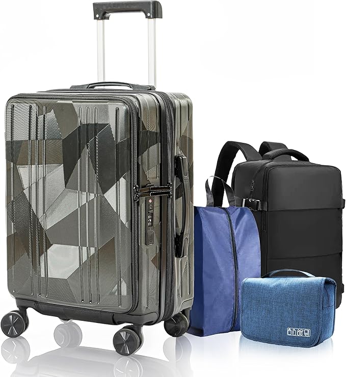 20 inch Carry On Luggage Expandable Top Opening/Clamshell Opening, TSA Approved by Lanuitjoy