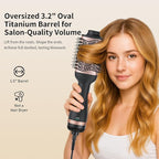 Hot Air Brush Blow Dryer in One, 4-in-1 Ionic Hair Dryer and Styler Volumizer with 3.2" Oval Barrel, 33000RPM High-Speed Motor, Hot Air Straightener Brush, All Hair Types KNS-M8