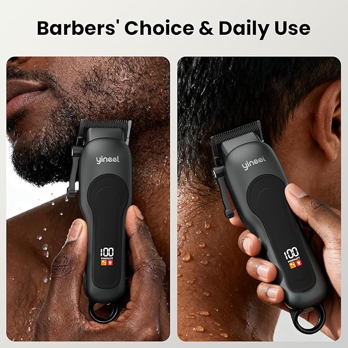 Yineel Hair Clippers for Men, Professional Cordless Clippers & Trimmer Set, Super Quiet, Clippers for Hair Cutting Kit with LED Display, Gift for Men Women Barber Kid
