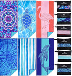 6 Pack Microfiber Thin Lightweight Beach Towel Oversized 71x32 Extra Large Sand by Qinqinamu