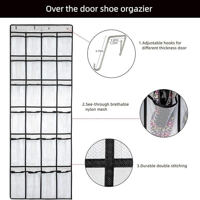 Hanging Shoe Organizer, Over The Door Shoe Organizer - Image 3
