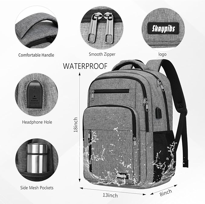 Backpack for Women Men, School Backpack for Boys Girls Teens, Work Computer - Image 4