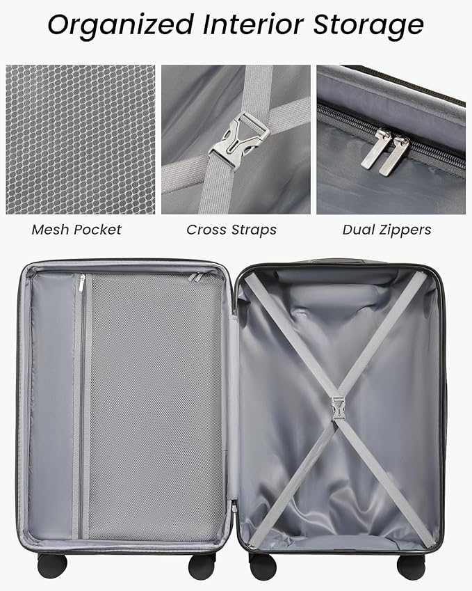 24 Inch Luggage with Spinner Wheels, Expandable Hardside Medium Checked Suitcase - Image 5