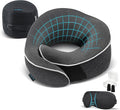 Travel Neck Pillow 100% Memory Foam – Airplane & Car Travel Essentials Kit by Proglobe