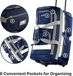 Olympia U.S.A. 29 inch Jumbo Size 8 Pockets Wheeled Rolling Duffel Bag Water - Image 2