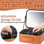 Makeup Travel Train Case with Mirror LED Light 3 Adjustable Brightness Large - Image 4