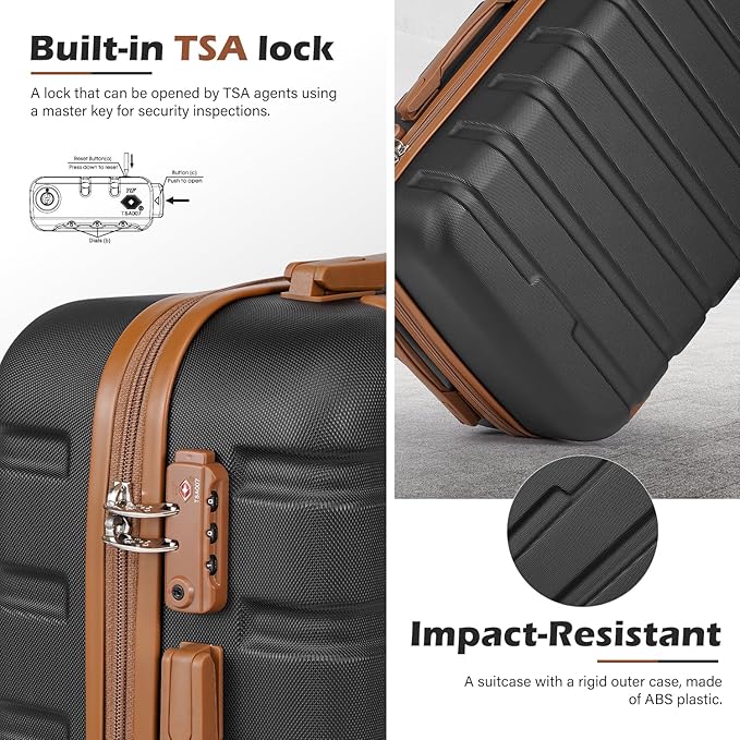 Coolife Luggage 4 Piece Set Suitcase Spinner Hardshell Lightweight TSA Lock - Image 4