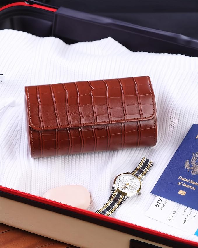 MR.OKAY 2 Watch Travel Case- Classic Leather Watch Case - Image 7
