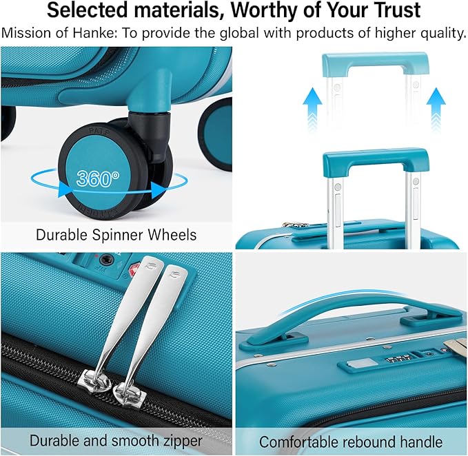 Hanke 24 Inch Luggage with Cup Holder and Charge, Top Opening Hard Shell - Image 9
