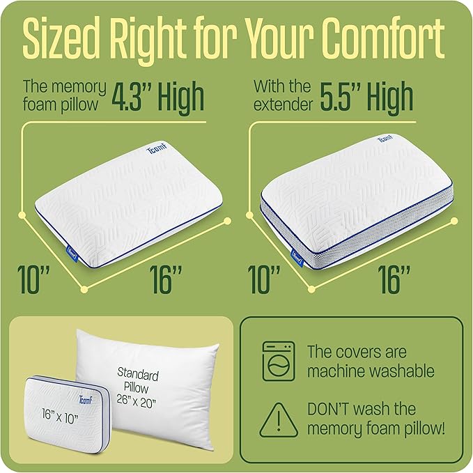 Camping Pillow: Dual Cover, Memory Foam Travel Pillow, Medium Firm Camp Pillow - Image 5