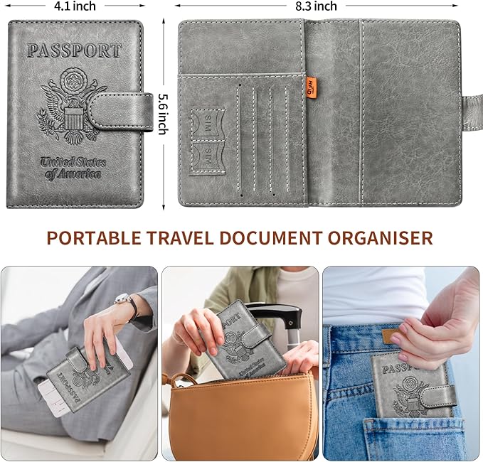 Herain Passport Holder for Travel Cruise Essentials, RFID Passports Book Card - Image 3