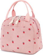 Bluboon Lunch Bag for Women Men Cute Corduroy Lunch Tote Bags Reusable by BLUBOON