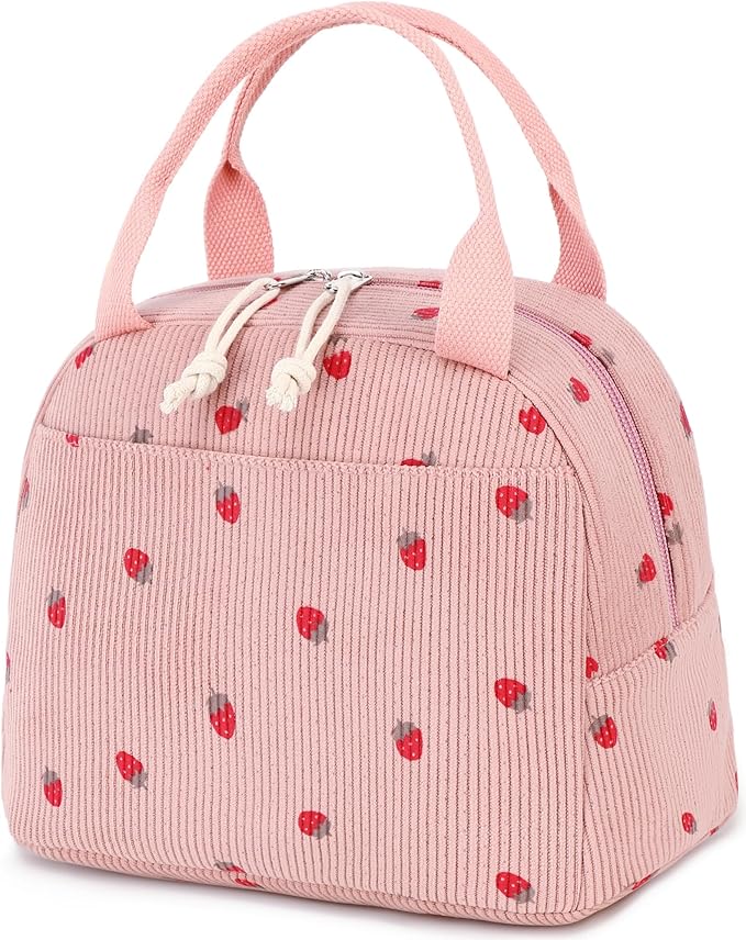 Bluboon Lunch Bag for Women Men Cute Corduroy Lunch Tote Bags Reusable by BLUBOON
