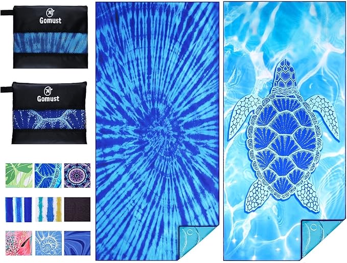 2 Pack Lightweight Thin Beach Towel Oversized 71"x32" Big Extra Large by Gomust