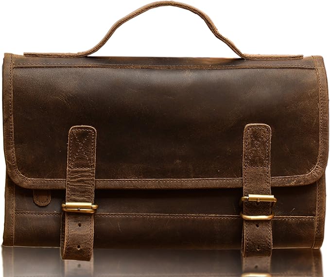 KomalC Premium Buffalo Leather Hanging Toiletry Bag Travel Dopp Kit - Image 2