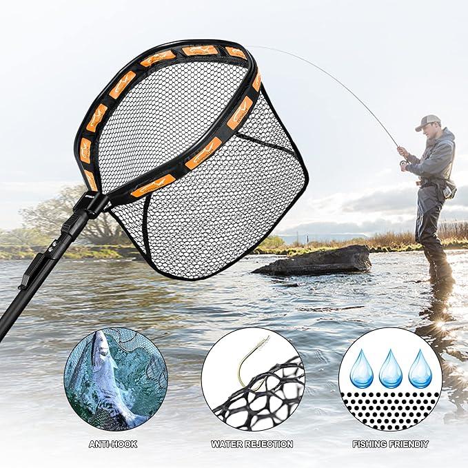 PLUSINNO Floating Fishing Net for Steelhead, Trout Fishing, Rubber Coated - Image 6