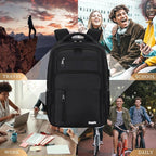 Black Backpack for Men Women, School Backpack for Boys Girls Teens, 15.6 Inch - Image 6