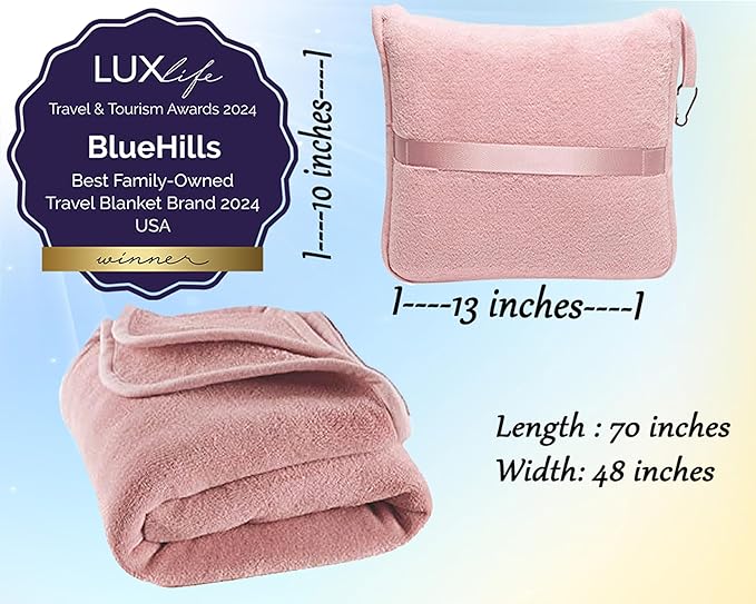 BlueHills Premium Soft Long Travel Blanket Pillow - Image 3