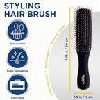 Giorgio GIO1-2BLK Black Set of 2 Gentle Touch Detangler Hair Brush for Men Women and Kids. Soft Bristles for Sensitive Scalp. Wet and Dry for all Hair Types. Scalp Massager Brush Stimulate Hair Growth