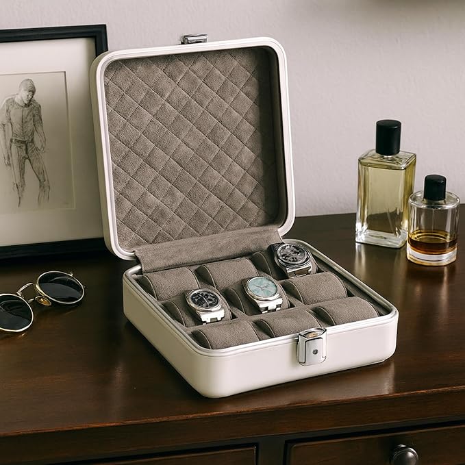 Bey-Berk Prague Aluminum Watch Case in Silver – 9-Slot Locking Travel Box - Image 4