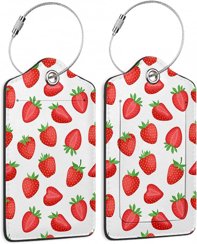 2 Pcs Strawberry Fruit Strawberries Luggage Tags, Cruise Luggage Tag by Yashilaiya