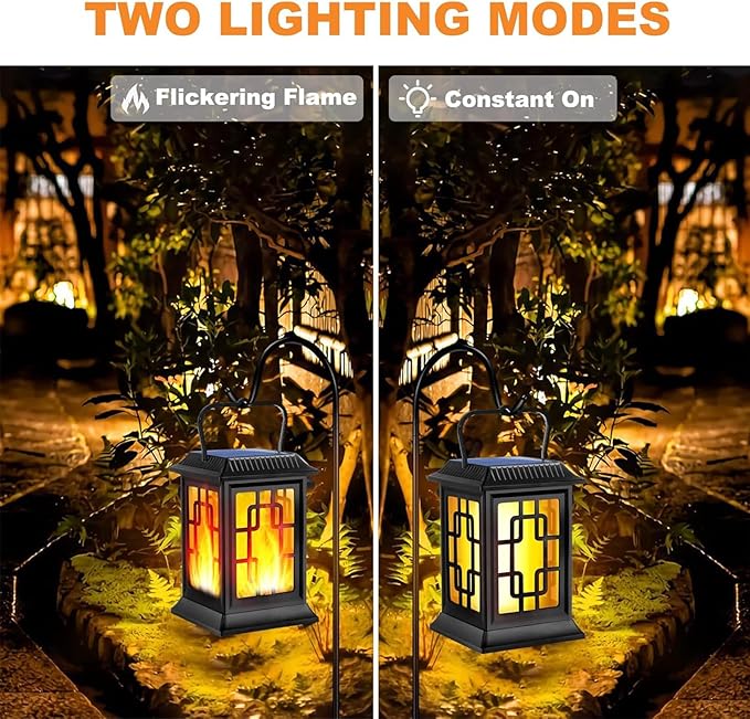 Solar Lanterns Outdoor Waterproof Hanging Lanterns Garden Solar Powered Flame - Image 3