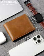 Mens Wallet Genuine Leather Bifold RFID Blocking Wallet - Image 2