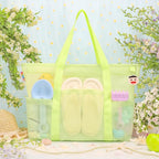Tagitary Mesh Beach Bag with Zipper Large Beach Tote Waterproof Sandproof with - Image 2