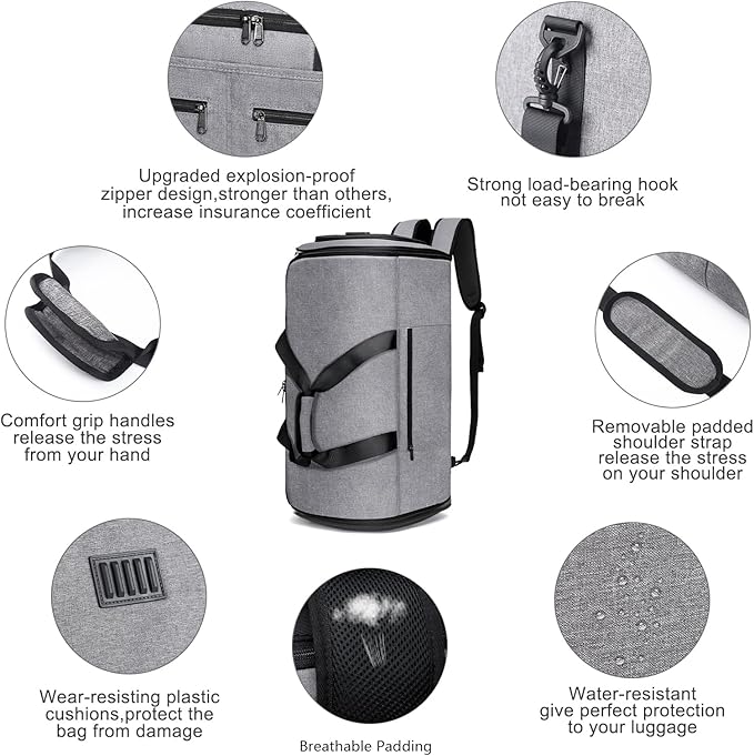 Bukere Carry on Garment Bag for Travel, Convertible Travel Duffel Suit Bag - Image 5