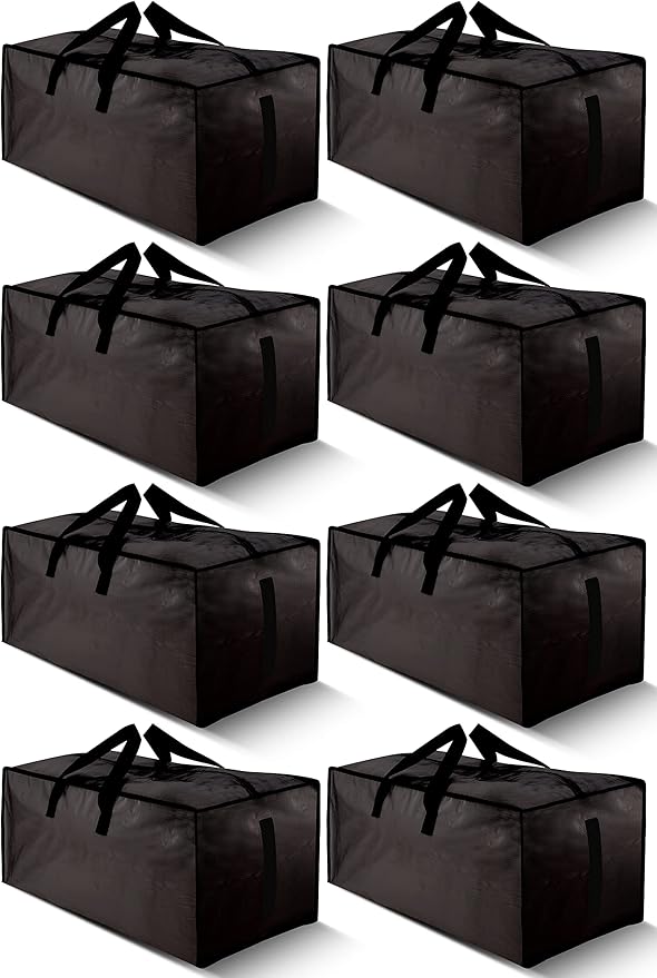 8 Pack Large Strong Bags with Zippers & Carrying Handles by HOMESURE