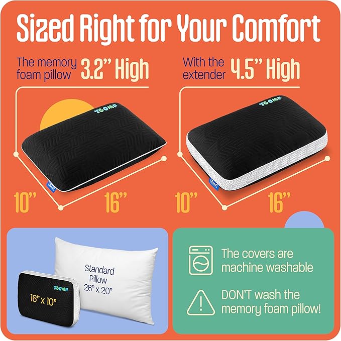 Kids Camping Pillow: Dual-Cover Memory Foam Small Pillow; Medium-Firm Camp - Image 5