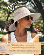 FURTALK Womens Sun Hat with Ponytail Hole Beach Hiking Summer Wide Brim UPF 80+ - Image 2