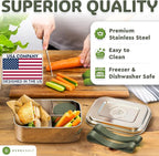 Everusely - Bento Box - Sage, 37oz / 1.1 L - Stainless Steel Lunch Box - 3 - Image 6