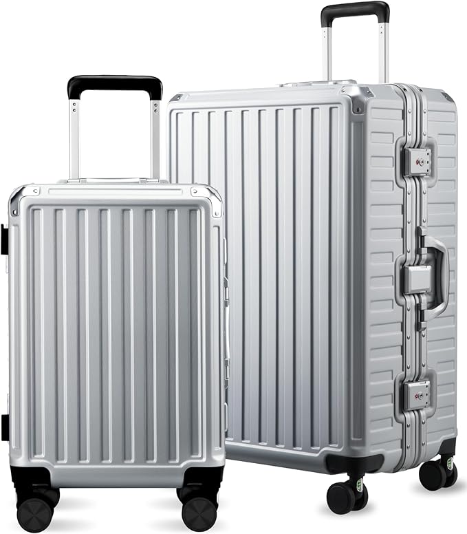 LUGGEX Luggage Sets with Spinner Wheels, 2 Piece Aluminum Frame Zipperless by LuggeXLUGGAGE