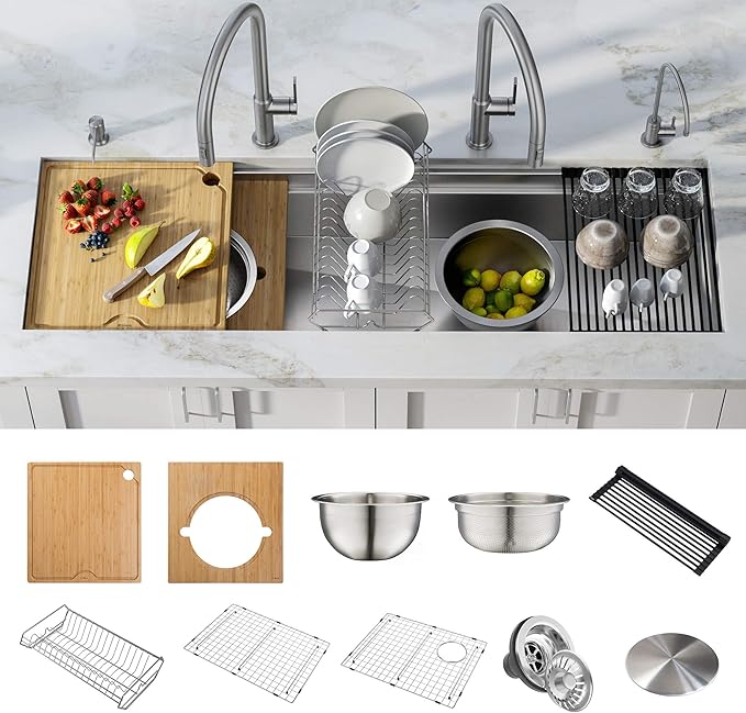 KRAUS Kore 57-inch Undermount Workstation 16 Gauge Single Bowl Stainless Steel by KRAUS