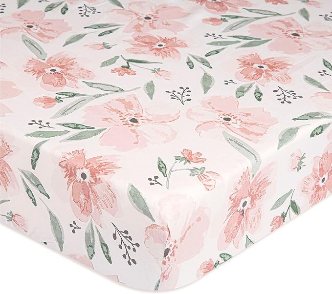 Crane Baby Floral Crib Sheets, 100% Cotton, Breathable Baby Bedding by CraneBaby