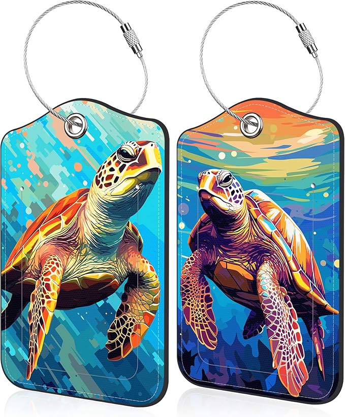 Sea Turtle Luggage Tag for Suitcase 2 Pack Leather Luggage Tag by Unknown