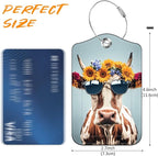 2 Pack Luggage Tag for Suitcase Cool Cow in Sunglasses Leather Travel Cruise - Image 2