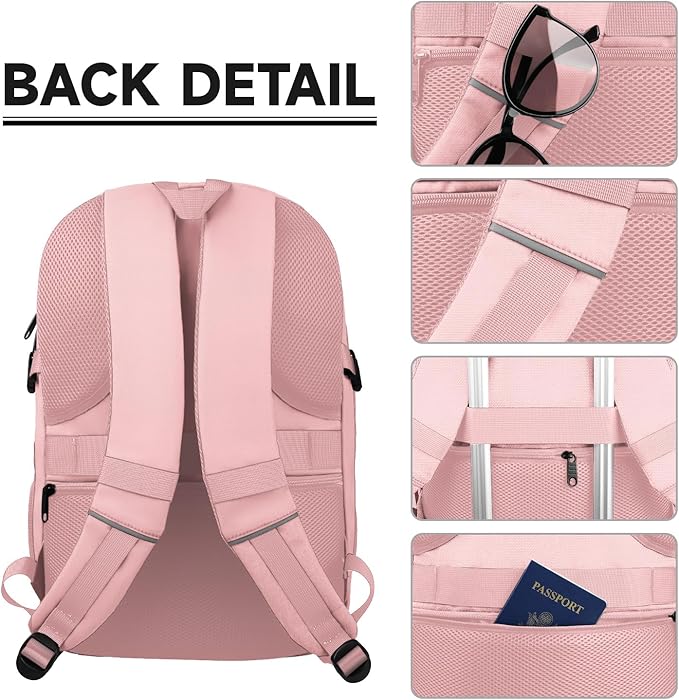 Lapsouno Large Backpack for Women, TSA 17.3 Inch Travel Laptop Backpack - Image 4