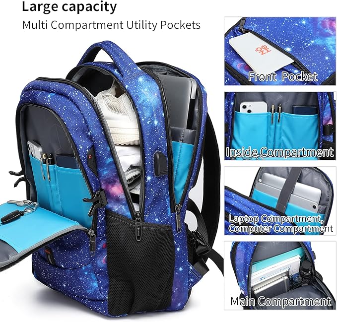 DUSLANG 17 Inch Travel Laptop Backpack Water Resistant College Backpack - Image 5